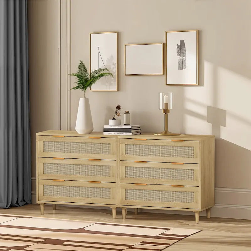 3-Drawers Rattan Storage Cabinet (Set of 2)