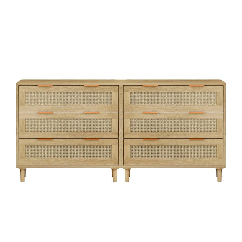 3-Drawers Rattan Storage Cabinet (Set of 2)