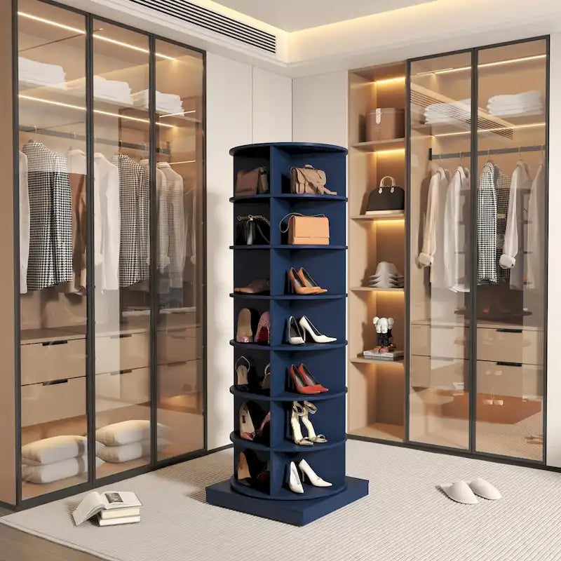 Blue 360 Rotating shoe cabinet 7 layers, for living room
